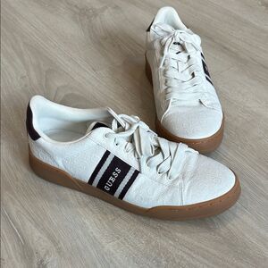 Guess White and Tan Men's Sneakers, Size 10